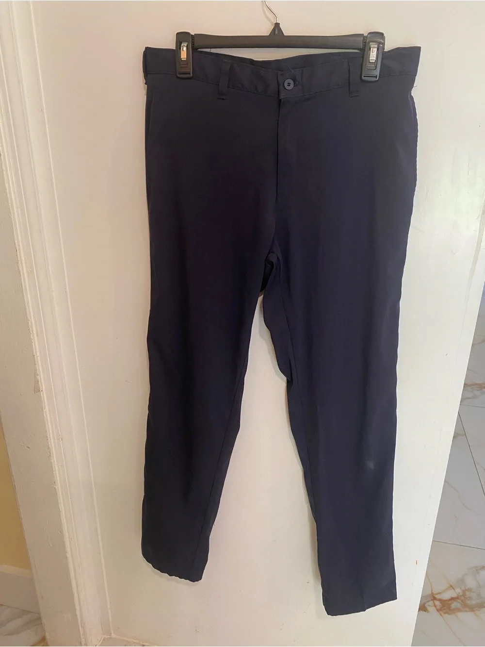 Men's Navy Dress Pants - Classic Pleated Trousers